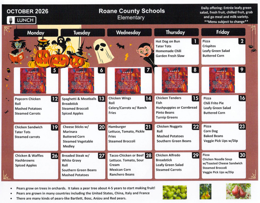 Oct Menu