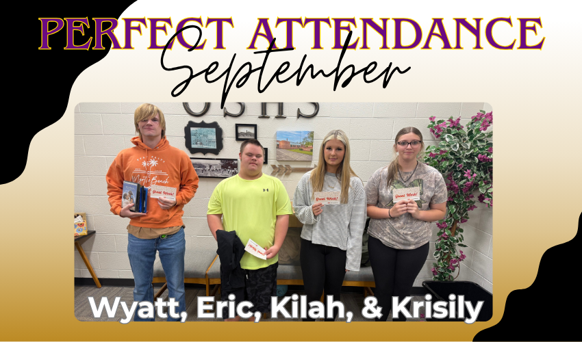 perfect attendance winners with their prizes