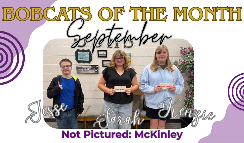 Bobcats  of the month  winners with their prizes