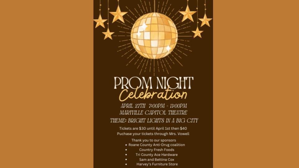 disco ball with stars and prom info