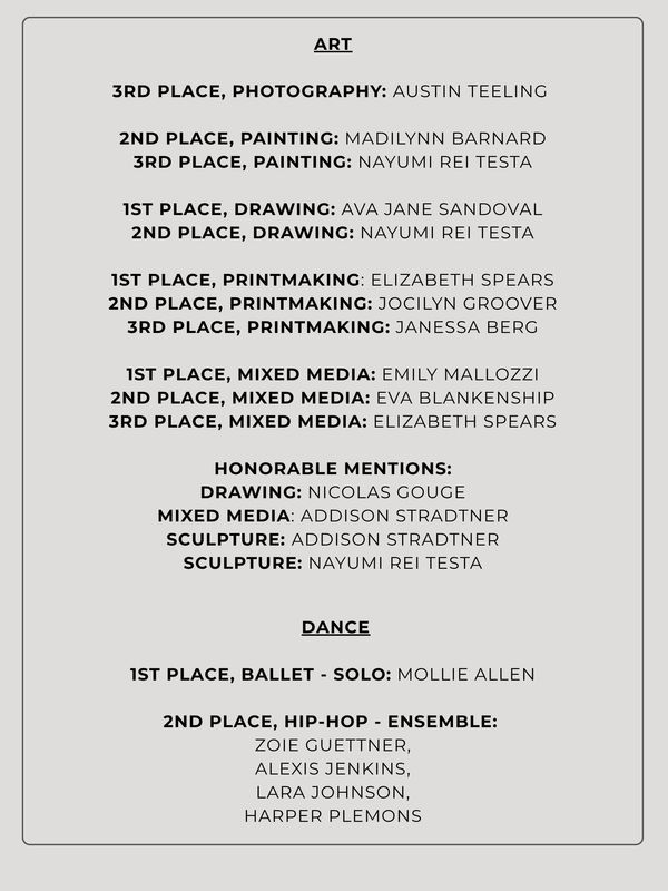 Academic Festival Winners