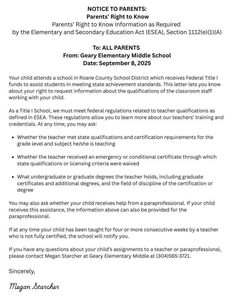 Parents' Right to Know