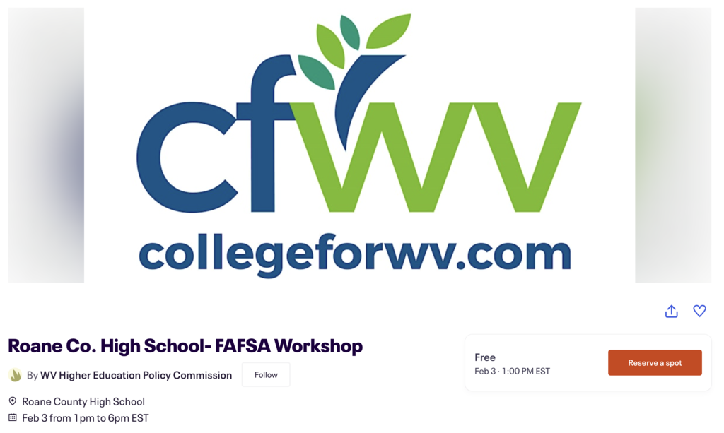 RCHS FAFSA Workshop Reminder