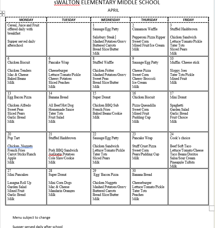 April Calendar