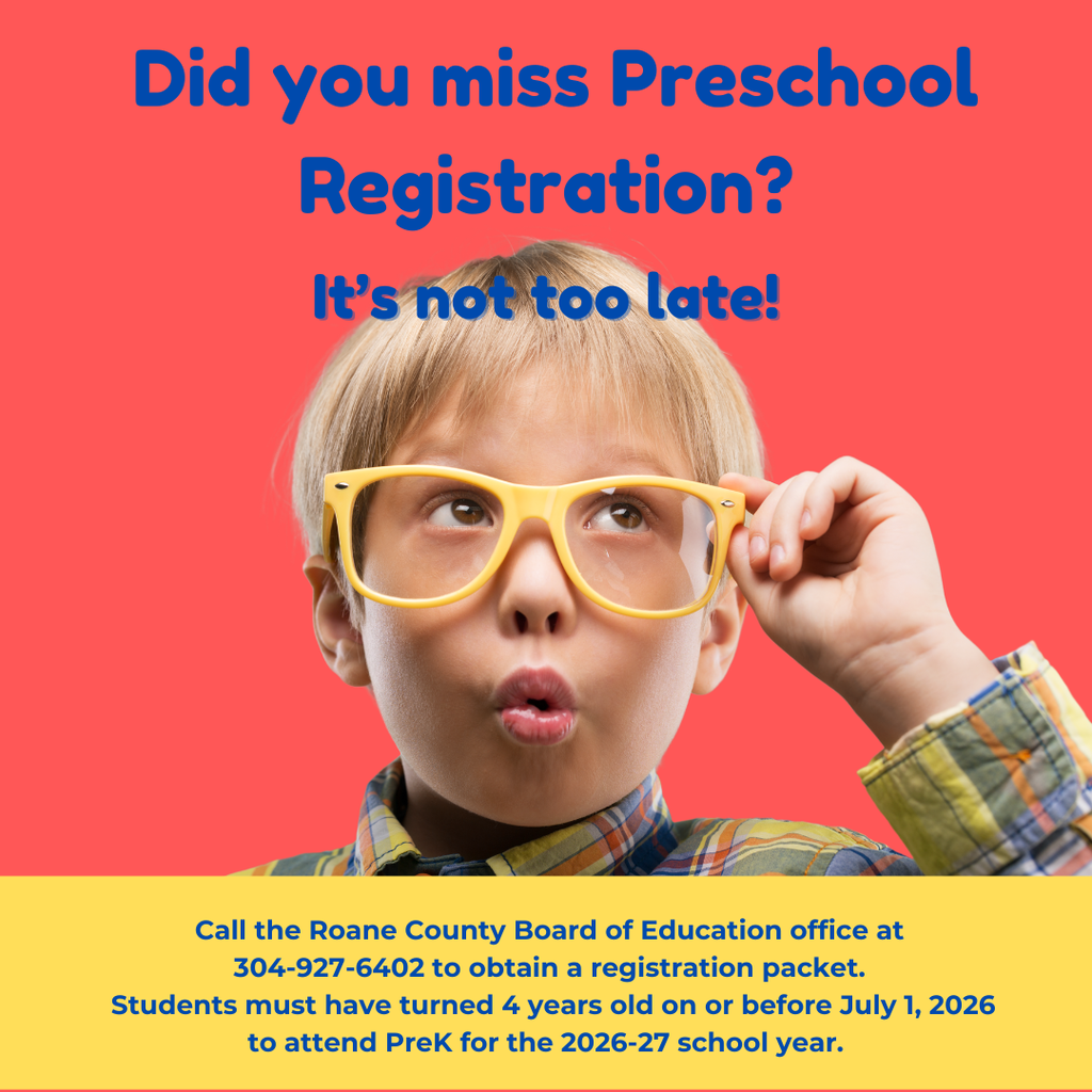 Kid looking through glasses. Text asking if you missed preschool registration
