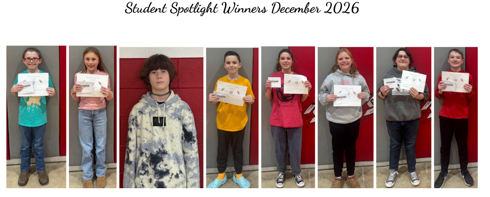 RBJHS PBIS Spotlight Winners for the month of December, 2025