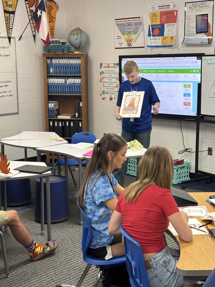 English 2 Honor students stent some time this week presenting projects inspired by their summer reading.