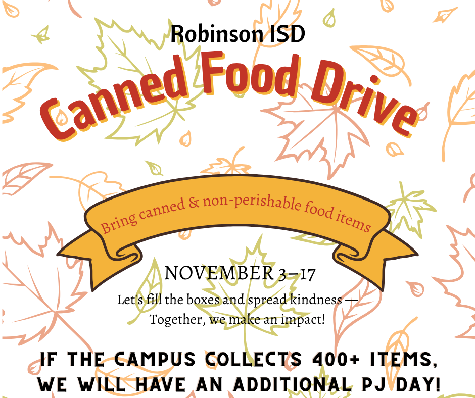 Robinson Junior High Canned Food Drive Poster with Basket