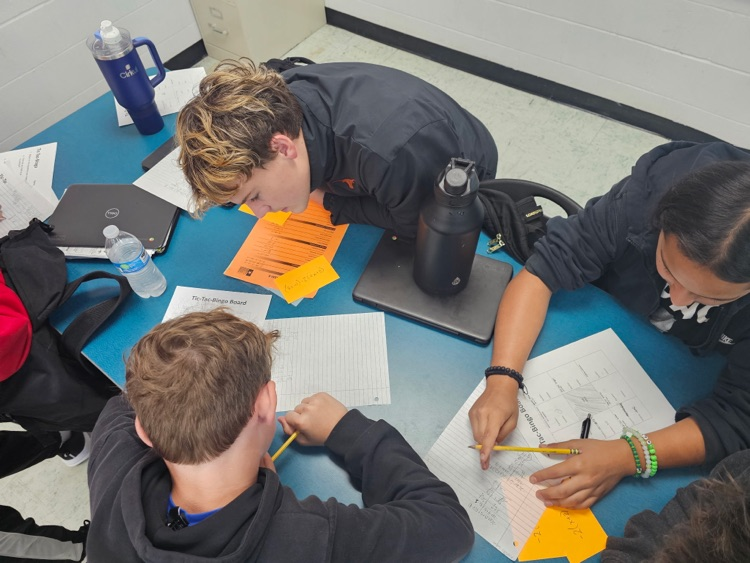students working at a table