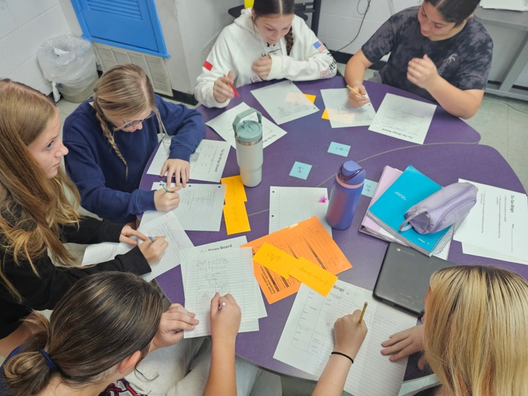students working at a table