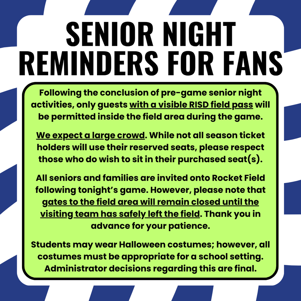 Senior Night Rocket Field Policies