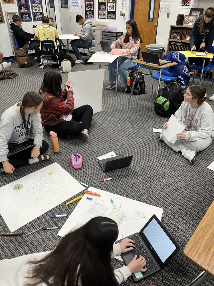 For the past few days, AP English Language students have been working on their Crucible projects. The students each created a poster with objects, shapes, animals and colors symbolizing at least 5 characters from the play and the rhetoric they use.
