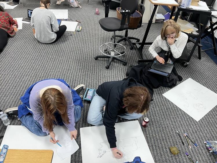 For the past few days, AP English Language students have been working on their Crucible projects. The students each created a poster with objects, shapes, animals and colors symbolizing at least 5 characters from the play and the rhetoric they use.