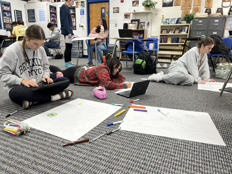 For the past few days, AP English Language students have been working on their Crucible projects. The students each created a poster with objects, shapes, animals and colors symbolizing at least 5 characters from the play and the rhetoric they use.