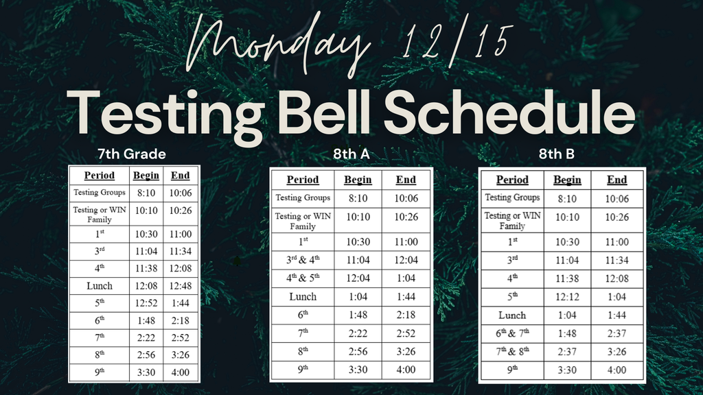 12/15 Bell schedule
