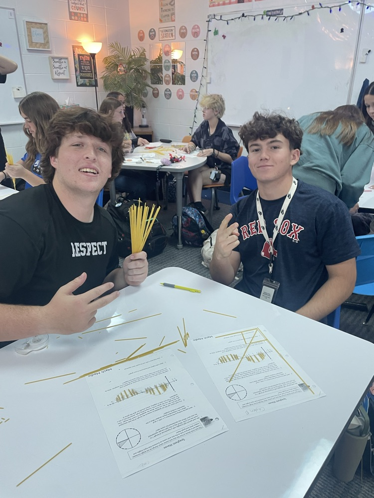 AP Precalculus students graphed sinusoidal waves using spaghetti to make connections between the unit circle, special triangles, and side and cosine graphs!