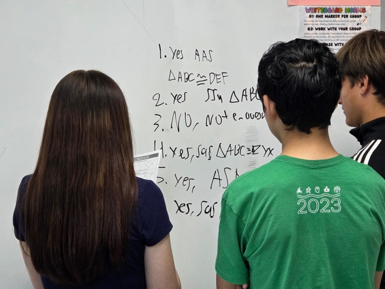 students at board