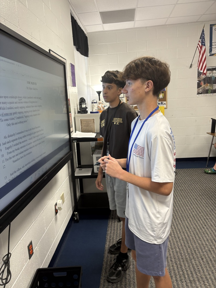 English 1 students dove deep into "The Raven" today, annotating Poe's intricate internal rhyme schemes. Watching them discover the musicality woven into every line was pure magic.
