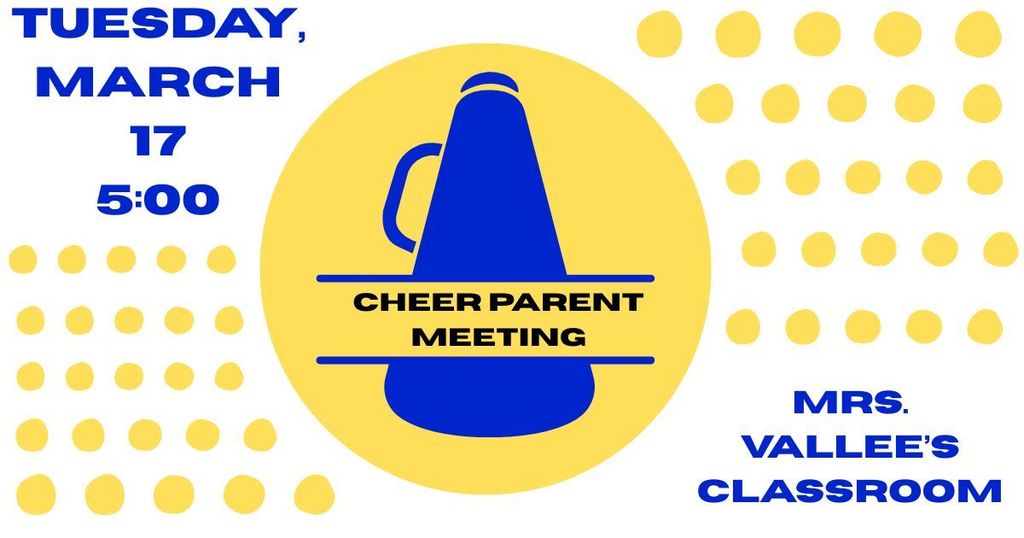 cheer meeting tomorrow at 5:00 in Mrs. Vallee's classroom 