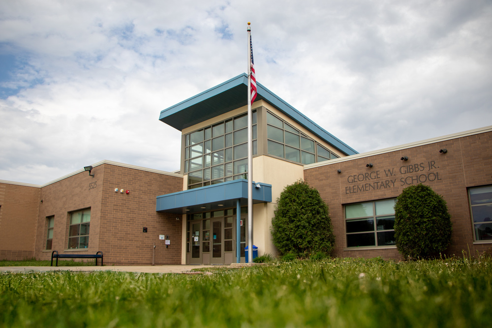 Exterior of Gibbs Elementary front entrance.