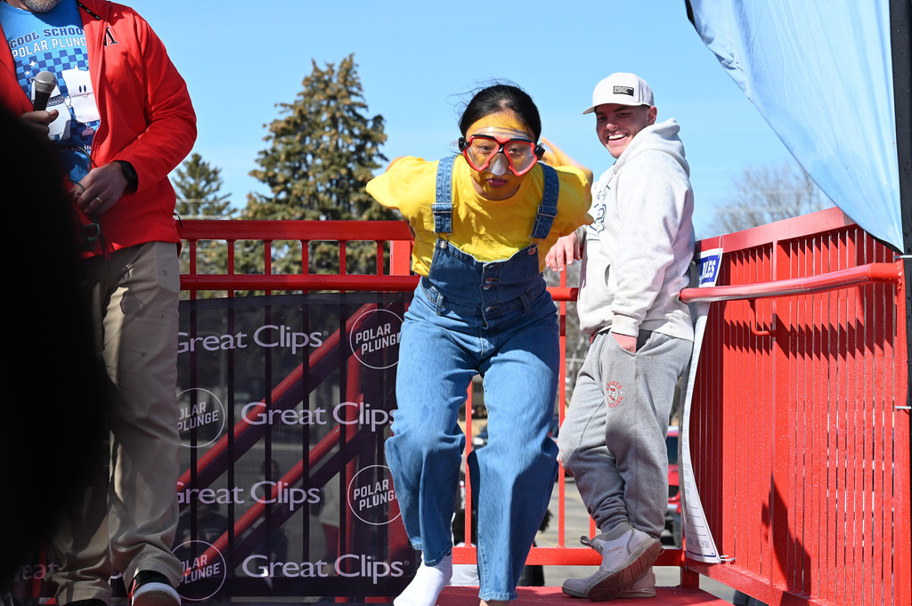 Minion takes a leap into the polar plunge.