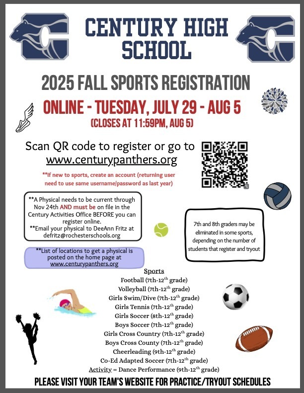 Fall sports registration details