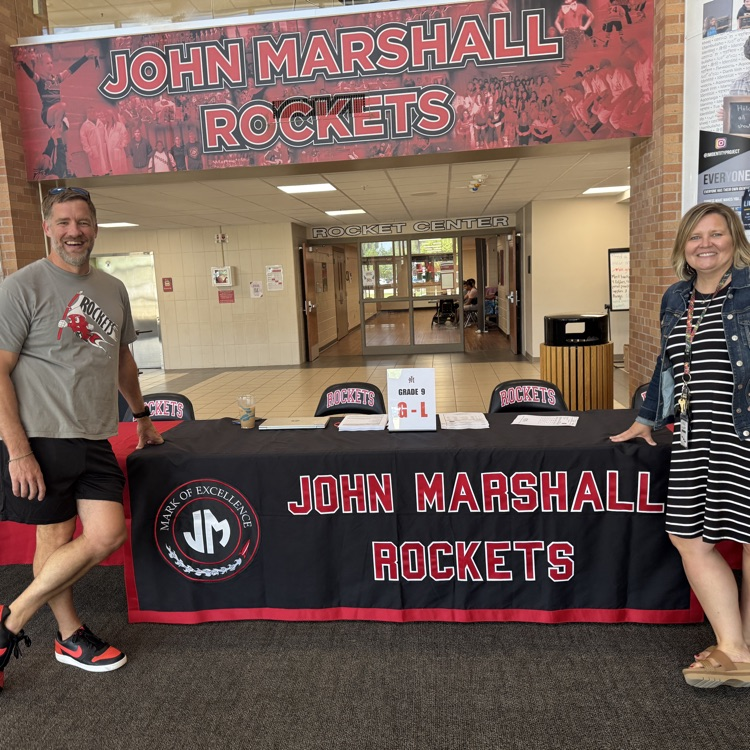 Principals Ruzek and Bergerson welcome Rockets back to school. 