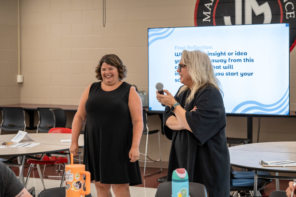 Speakers warmly welcome new teachers to Rochester Public Schools.