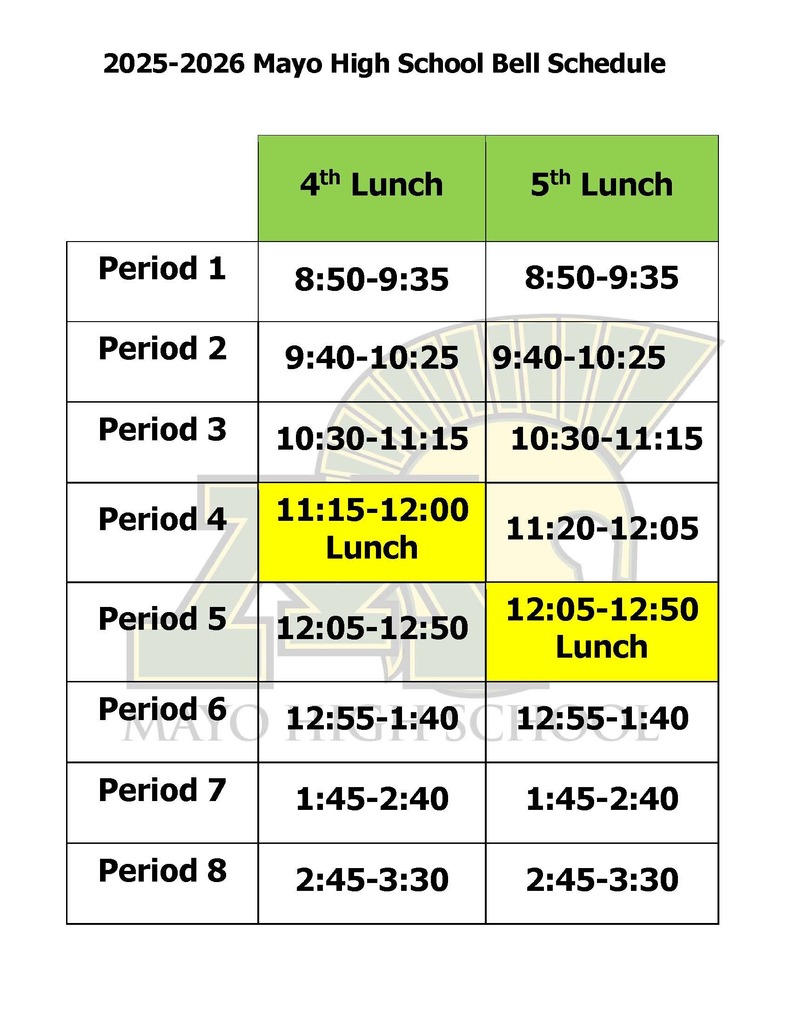 SY 25-26 MHS daily schedule