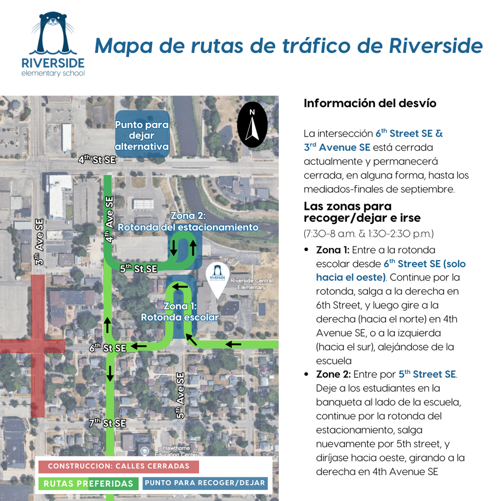 Detour map in Spanish