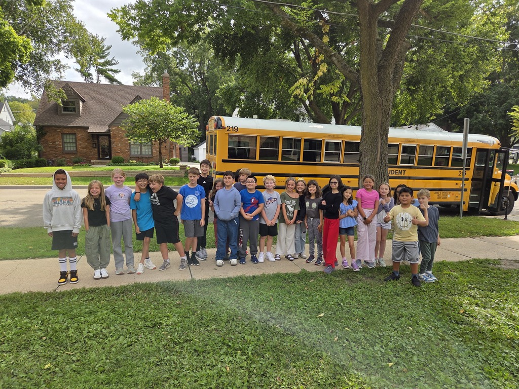 Mrs Leisinger's 4th graders at bus safety lesson