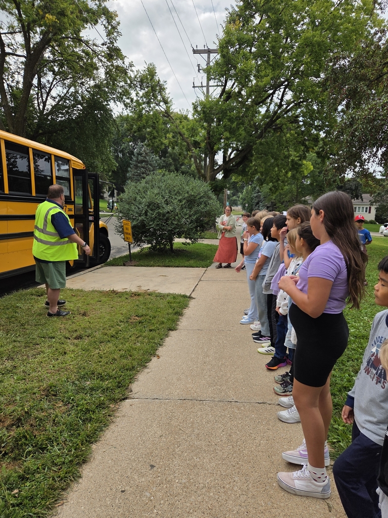 Ms. Sorum's 4th graders practicing bus safety
