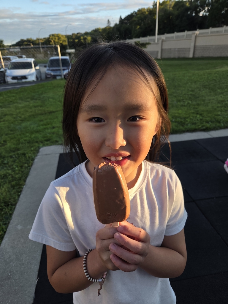 Enjoying yummy frozen treats