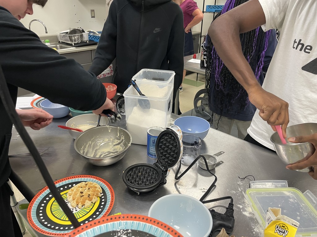 FACS students making waffles