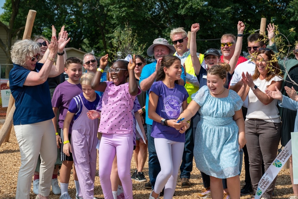 Franklin students got to cut the ribbon for their new playground