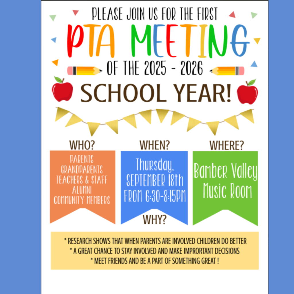 PTA  Meeting 09/18/25 6:30-8:30pm