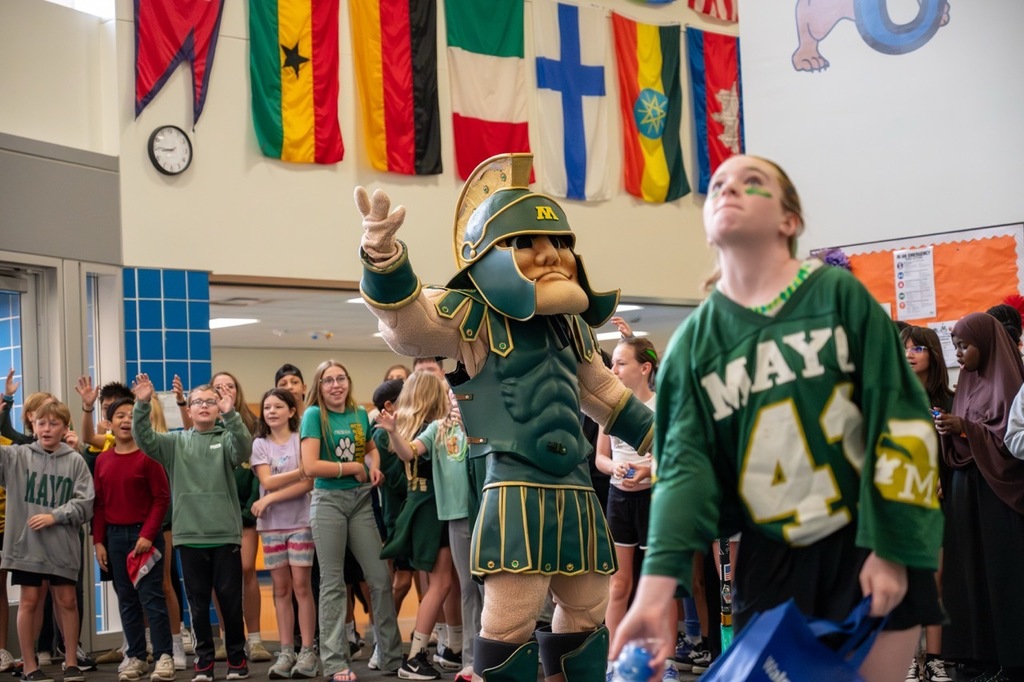 Willow Creek students welcomed the Mayo Spartan to their school for spirit day