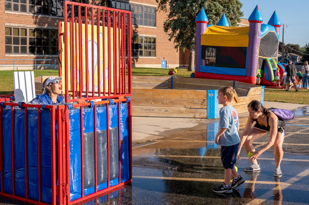 Jefferson principal Dana DeWitz gets dunked in the dunk tank