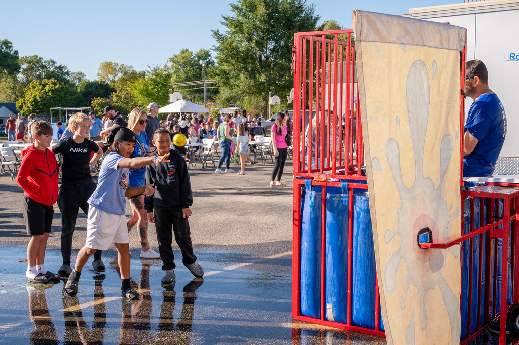 students got to throw baseballs at the dunk tank