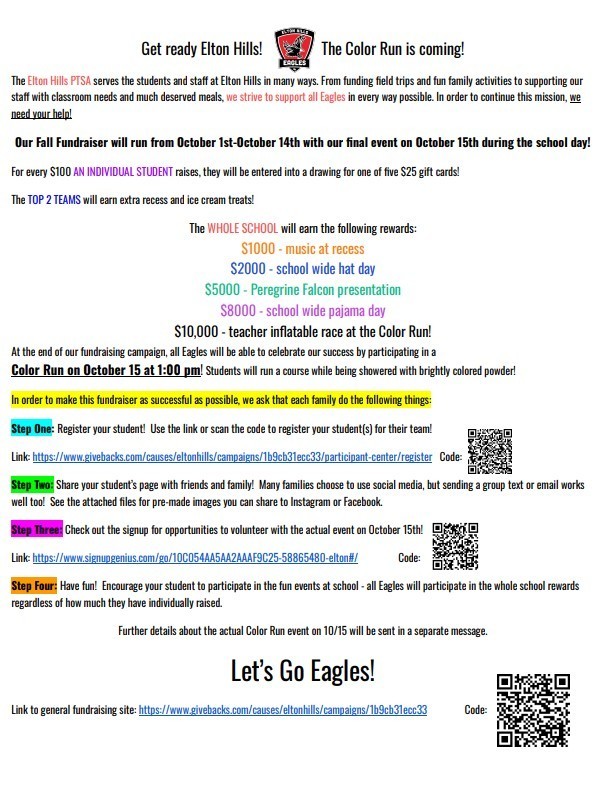 Get ready Elton Hills! Color Run flyer.