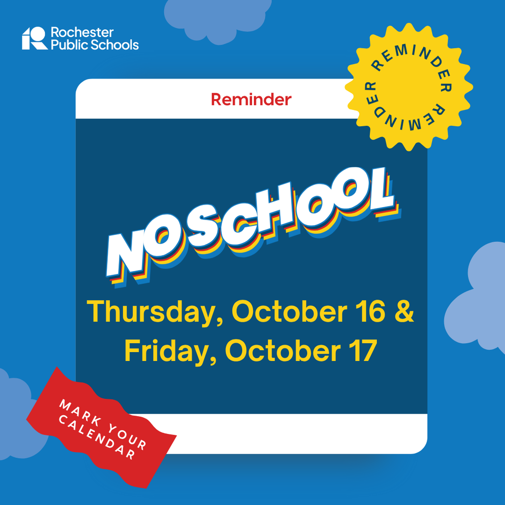 No school reminder for October 16 + 17