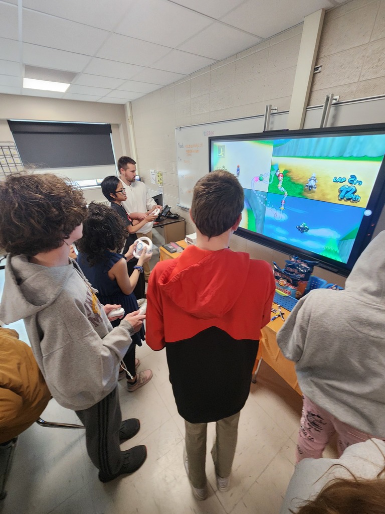 Students playing a video game