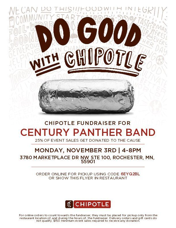 Dine at Chipotle to support the band on 11/3/2025 from 4-8 p.m.