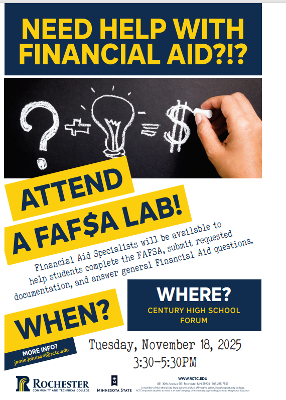FAFSA help 11/18 3:30-5:30 Century Forum