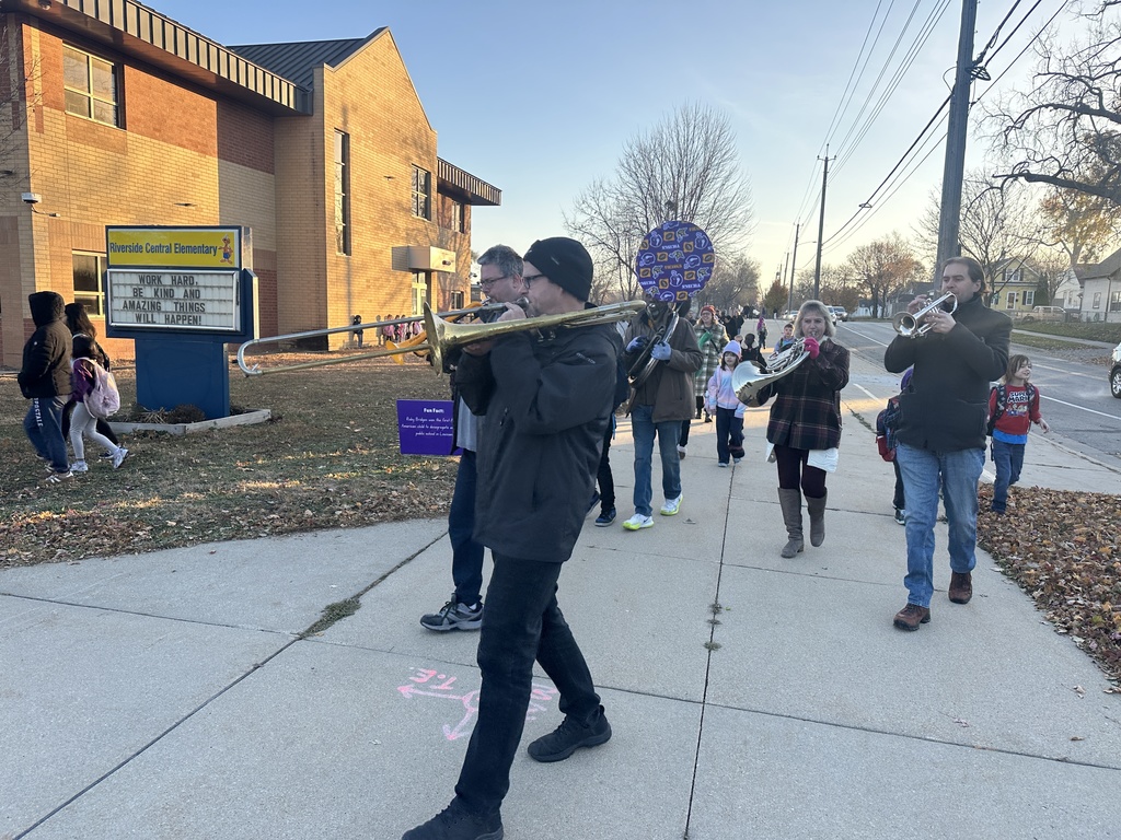 Band marching in step with the kids