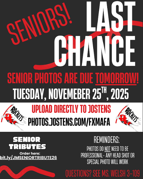 Senior Photos Due Tomorrow