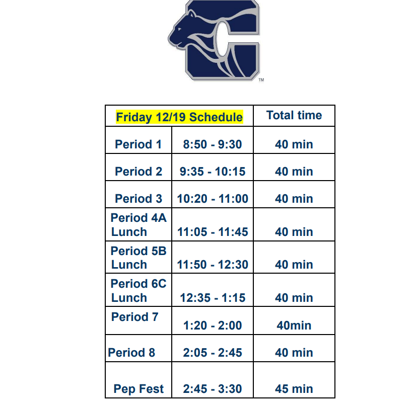 12.19 schedule