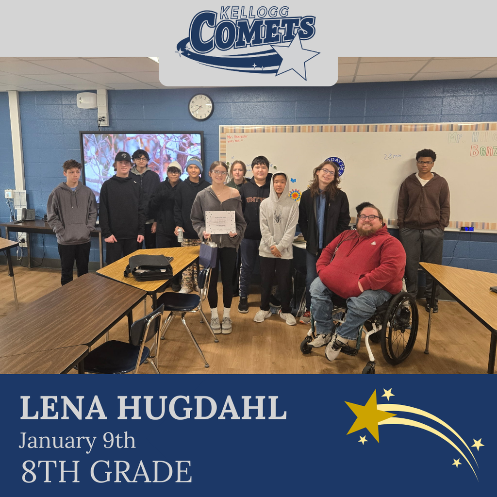 Group of students in multicolored clothing standing and smiling for a student who received award