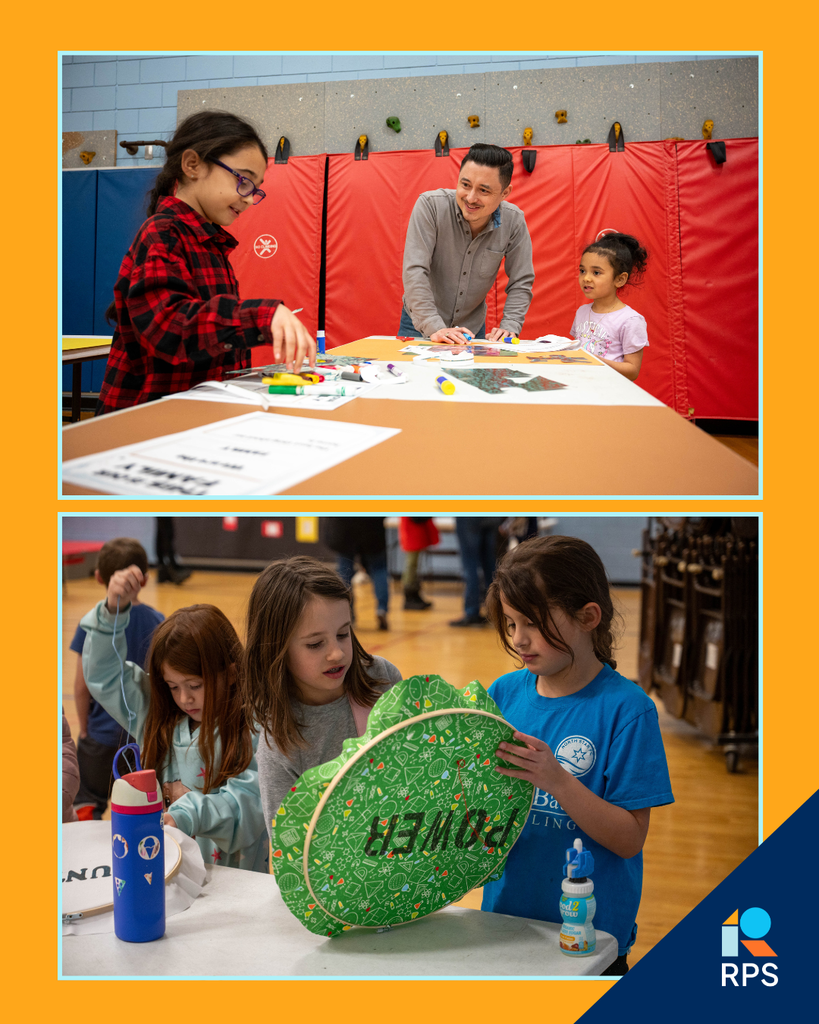 Families doing crafts at the Power of Words family night