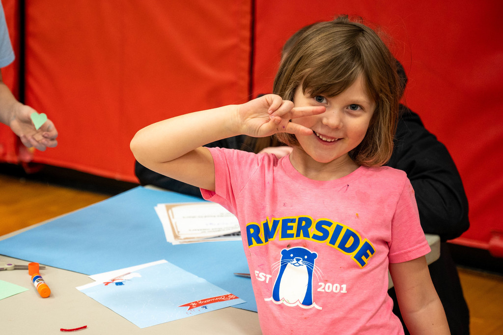 Riverside student poses for a quick photo